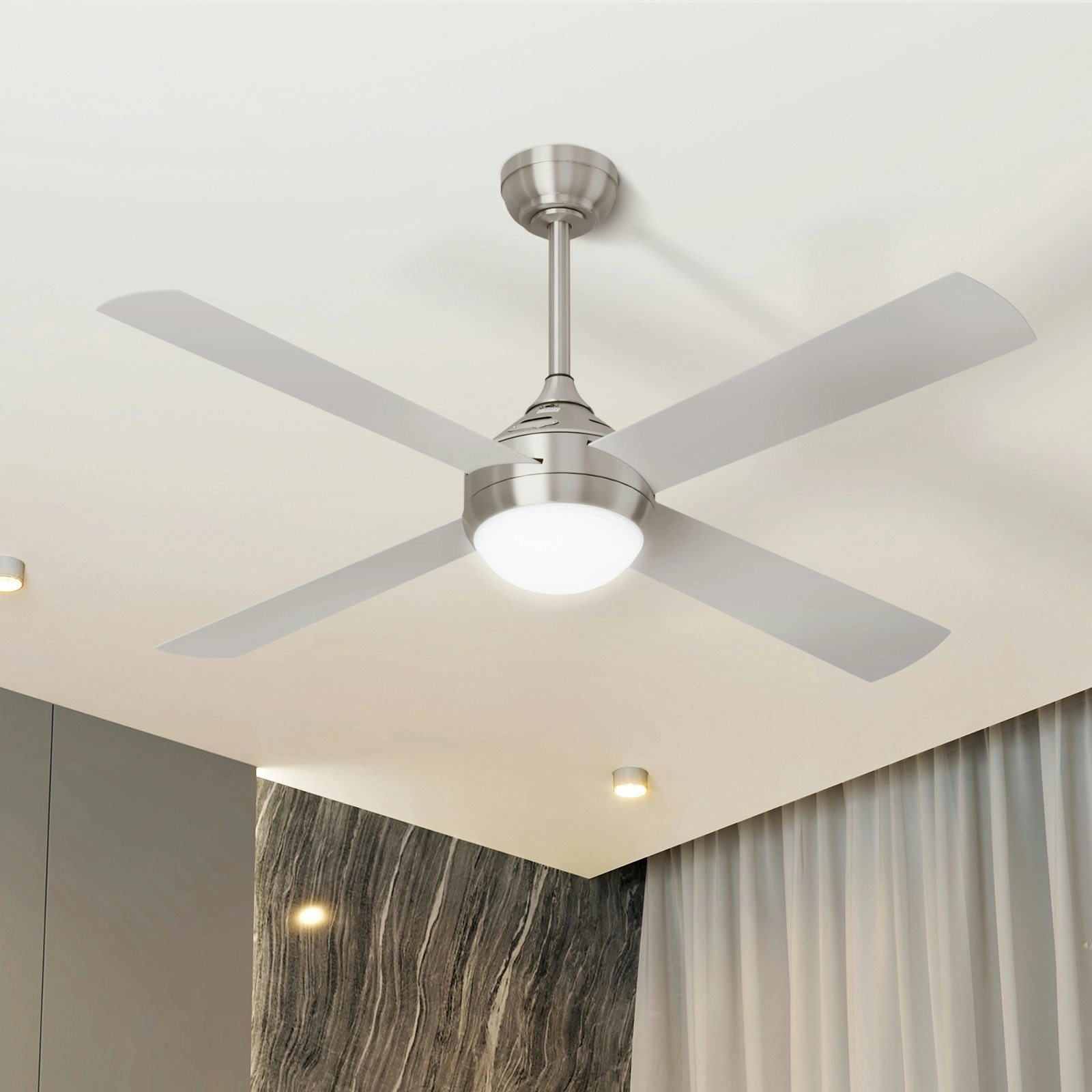 Vevare 52'' Ceiling Fan AC Motor with LED Light Remote Control Silver