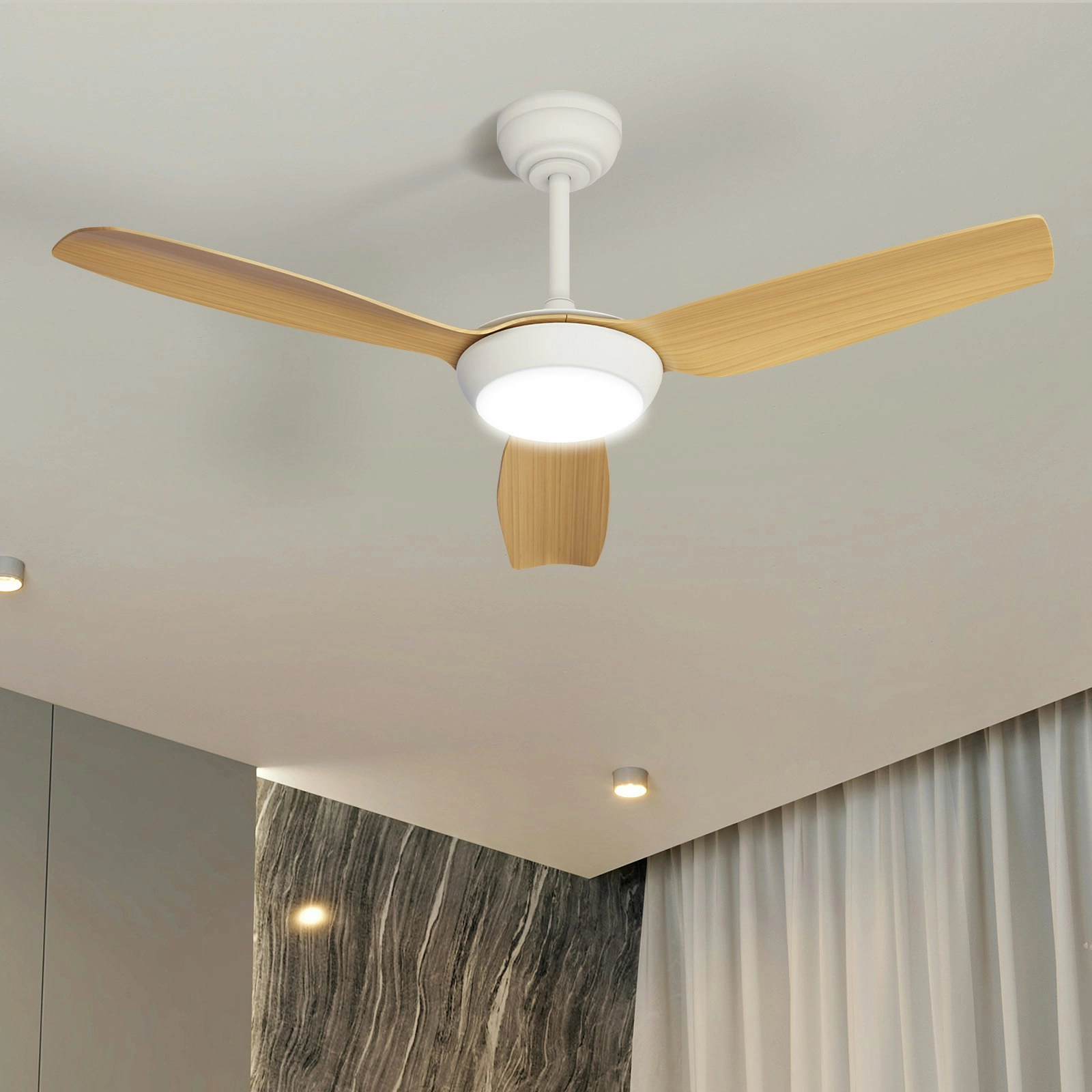 Vevare 52" Ceiling Fan DC Motor With Light Remote Control 5 Speed Fans Wood