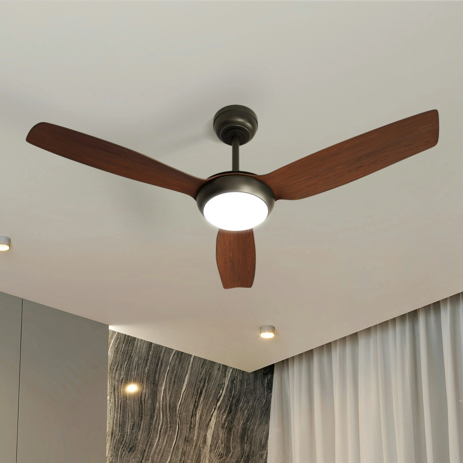 Vevare 52" Ceiling Fan DC Motor With Light Remote Control 5 Speed Fans Walnut