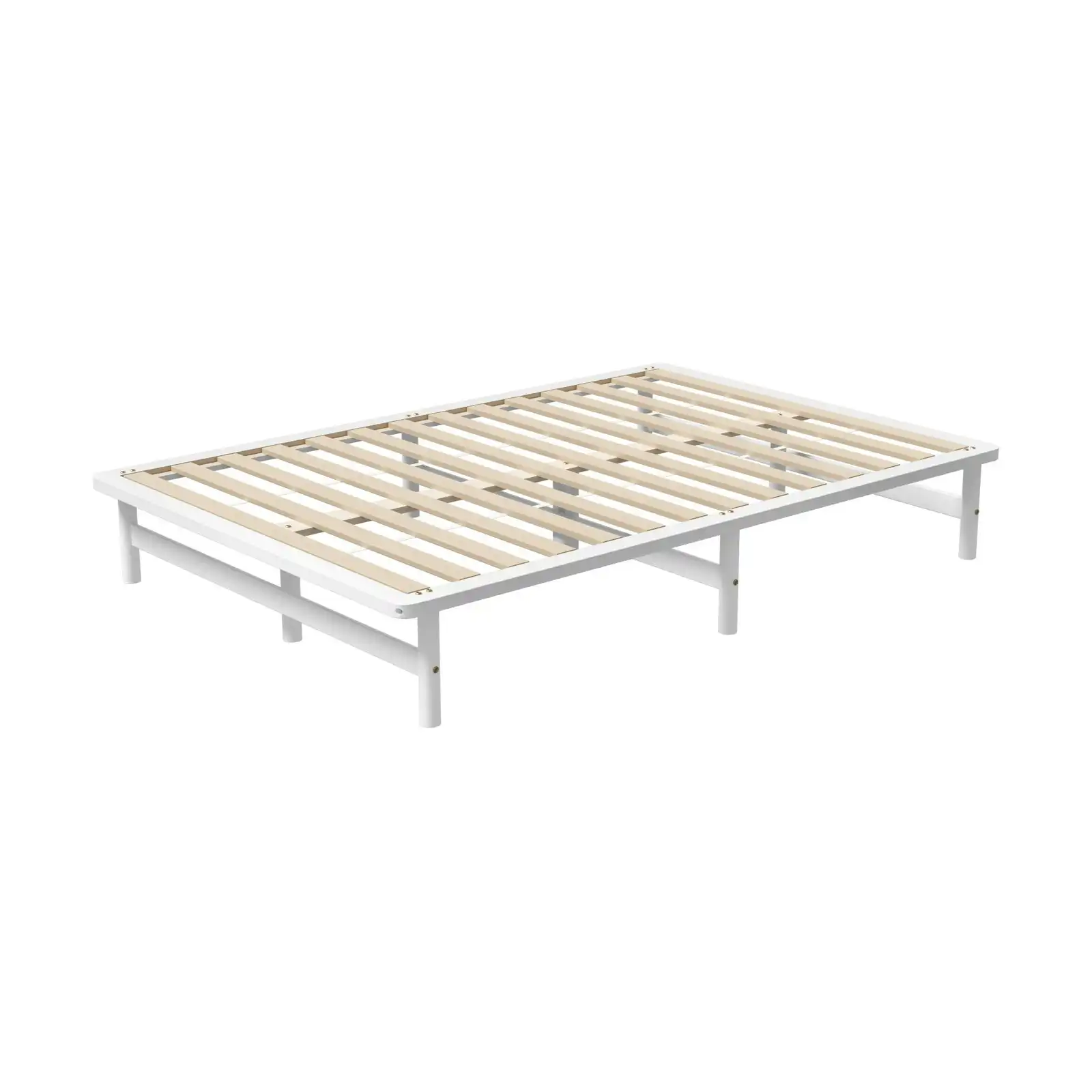 Oikiture Wooden Bed Frame Pine Timber White（Queen)