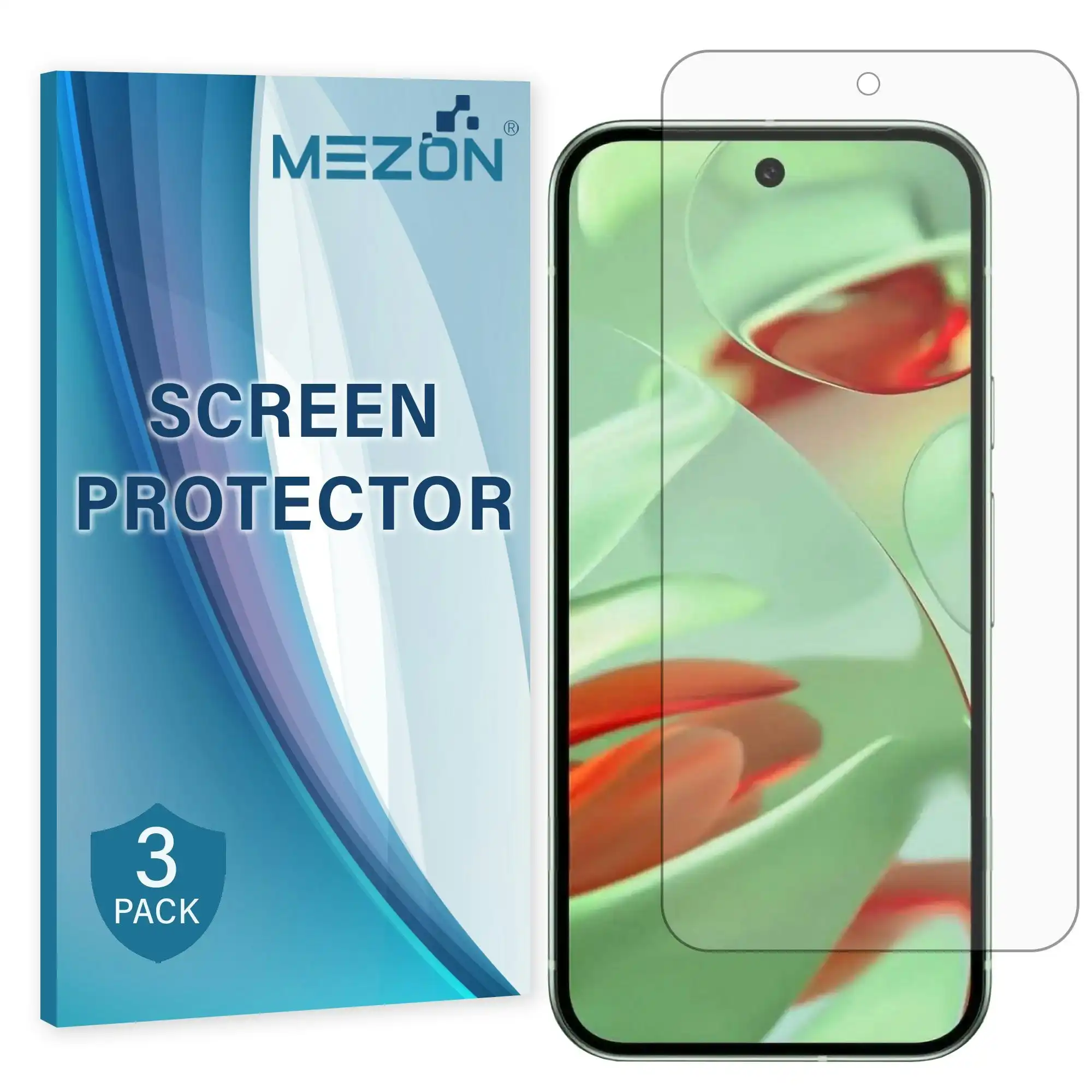 [3 Pack] MEZON Google Pixel 9 Clear Screen Protector Case Friendly Film (Pixel 9, Clear)