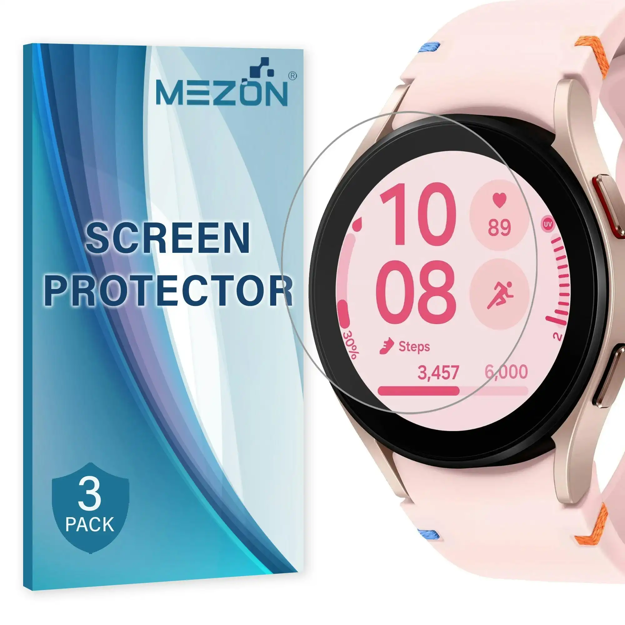 [3 Pack] MEZON Samsung Galaxy Watch FE (40 mm) Ultra Clear TPU Film Screen Protectors – Shock Absorption (Watch FE 40mm, Clear)