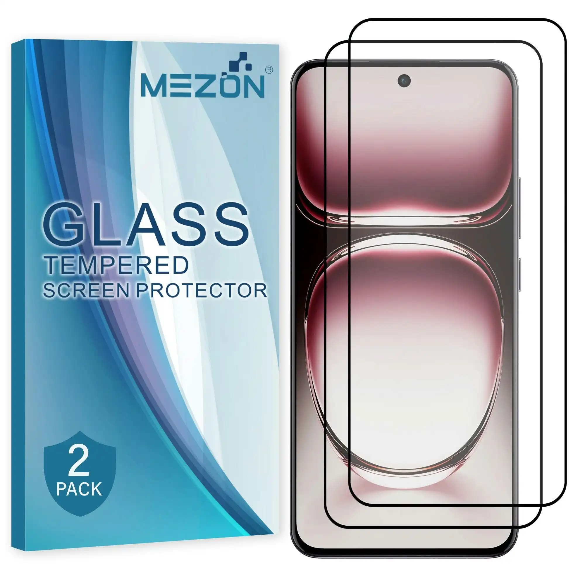 [2 Pack] MEZON Full Coverage Tempered Glass for OPPO Reno12 5G Crystal Clear Premium 9H HD Screen Protector (OPPO Reno12 5G, 9H Full)