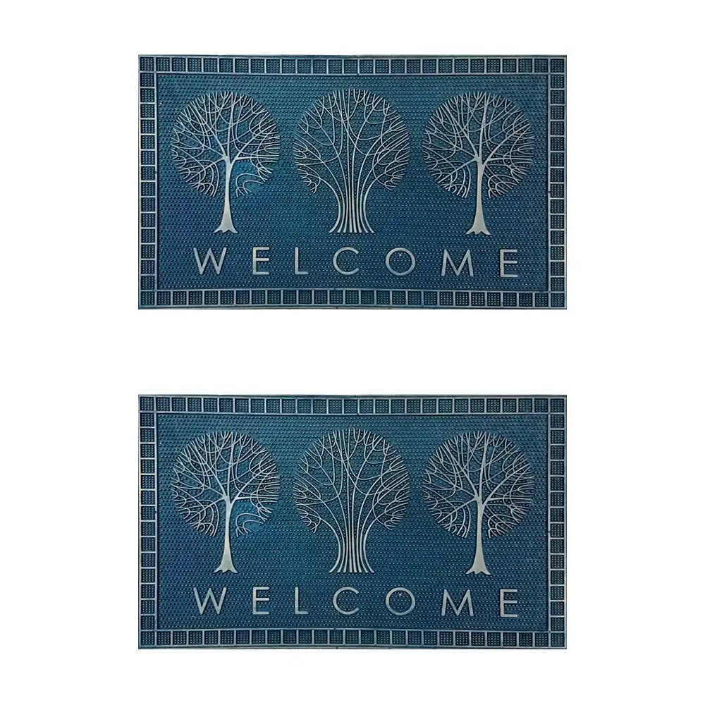 2PK Solemate Rubber Tree Welcome Copper 45x75cm Functional Outdoor Front Doormat