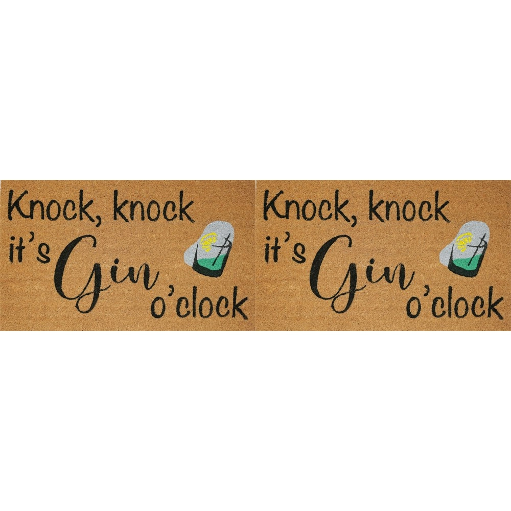 2x Urban 45x75cm Gin OClock Coir Doormat Home Decor Outdoor Area Mat/Rug Black