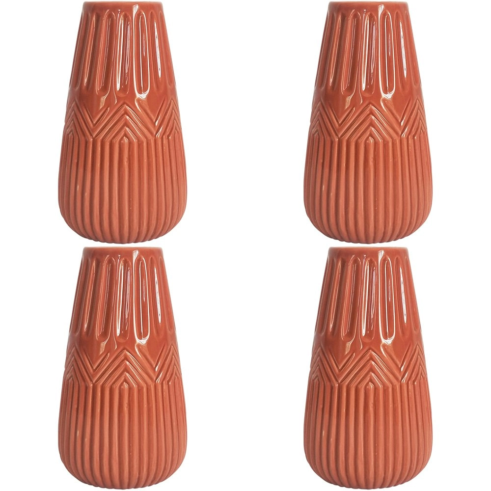 4x Urban Zari 14cm Ceramic Plant/Flower Vase Home Display Pot Small Terracotta