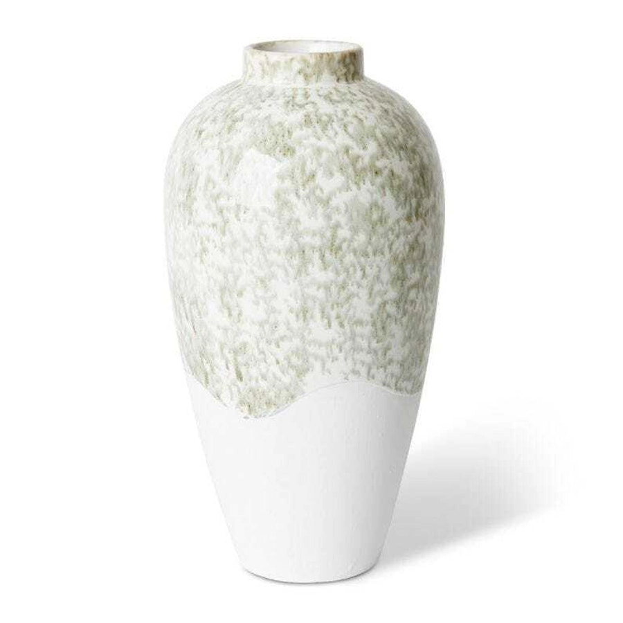 E Style Annika 42cm Ceramic Plant/Flower Vase Tabletop Decor Green/White