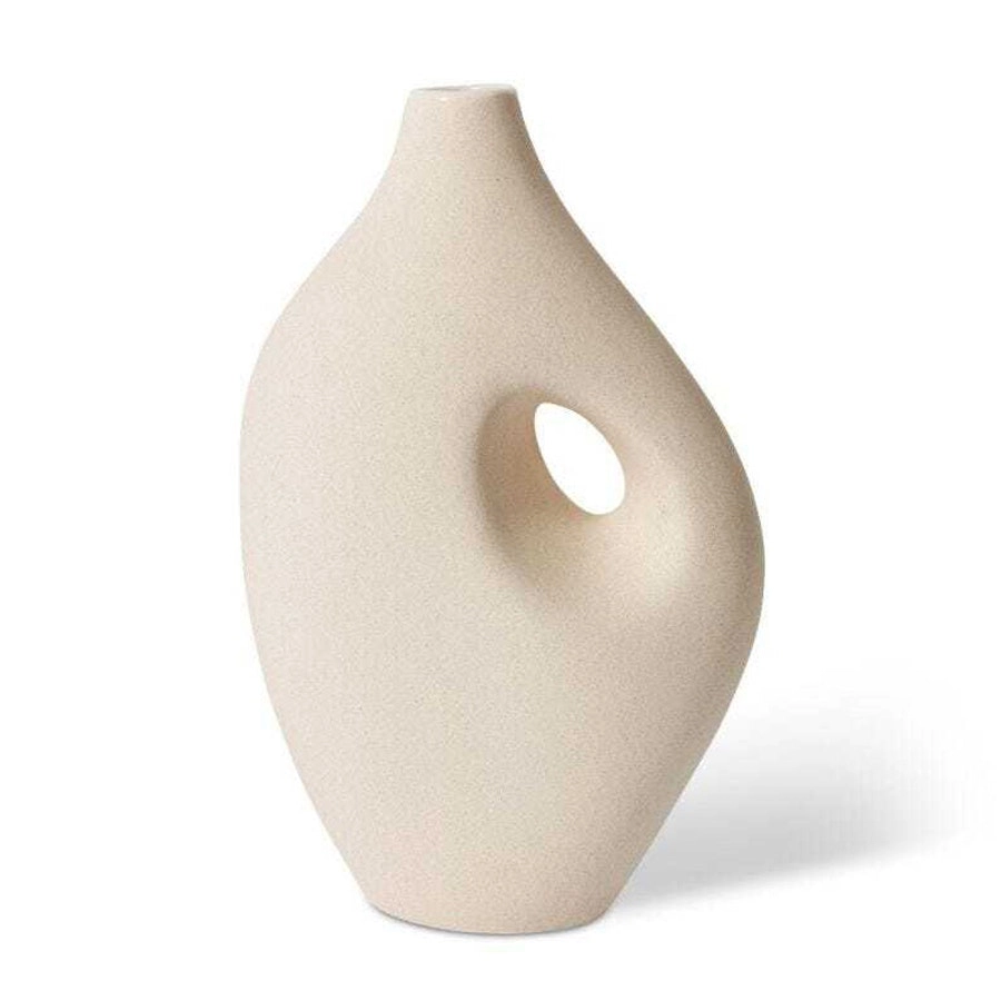 E Style Aubrey 30cm Ceramic Plant/Flower Vase Tabletop Display Decor Cream