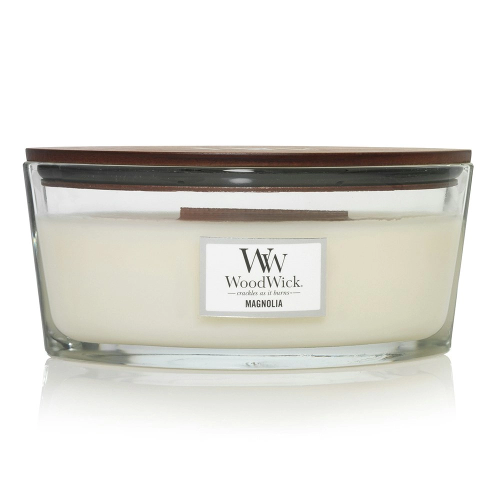 WoodWick 453g Scented Home Fragrance Soy Wax Candle w/Lid Magnolia Ellipse White