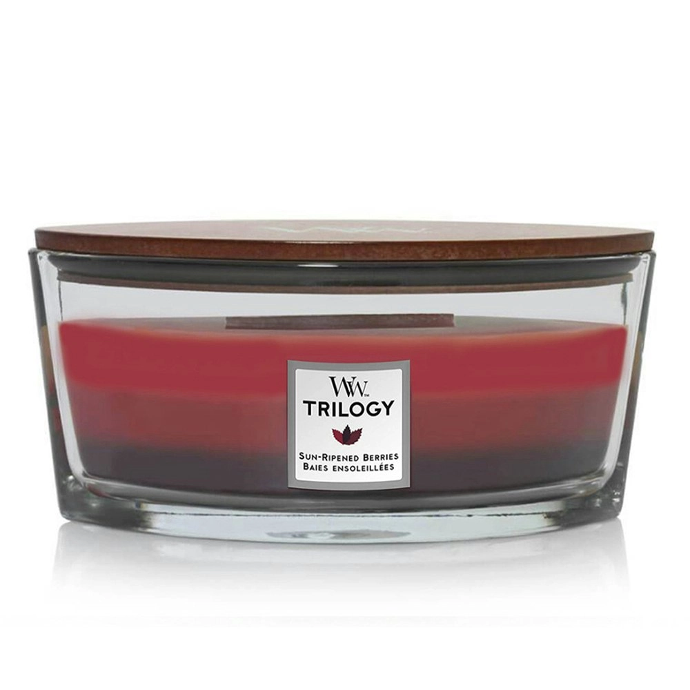 WoodWick 453g Scented Fragrance Wax Candle Sun Ripened Berries Trilogy Ellipse