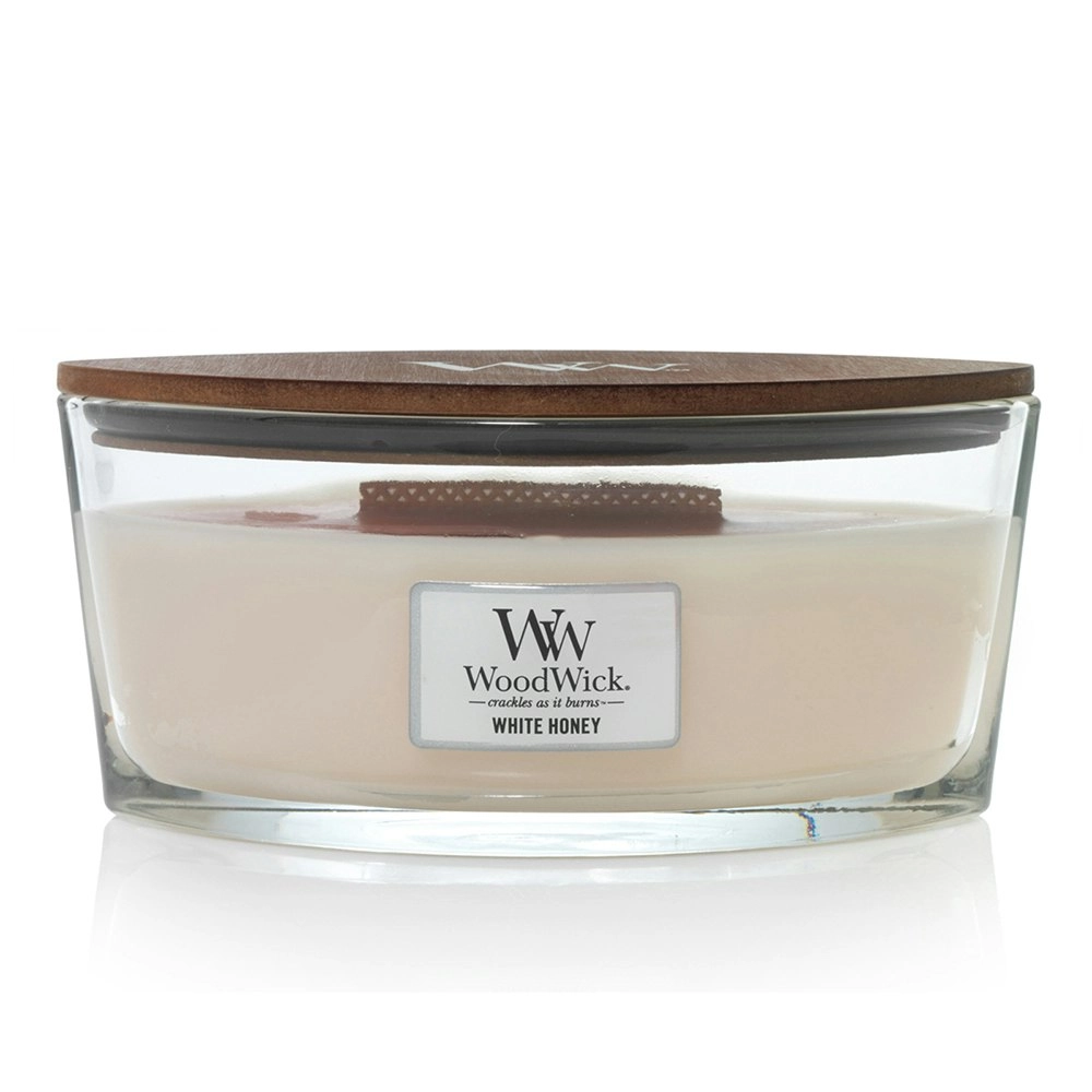 WoodWick 453g Scented Home Fragrance Soy Wax Candle White Honey Ellipse White