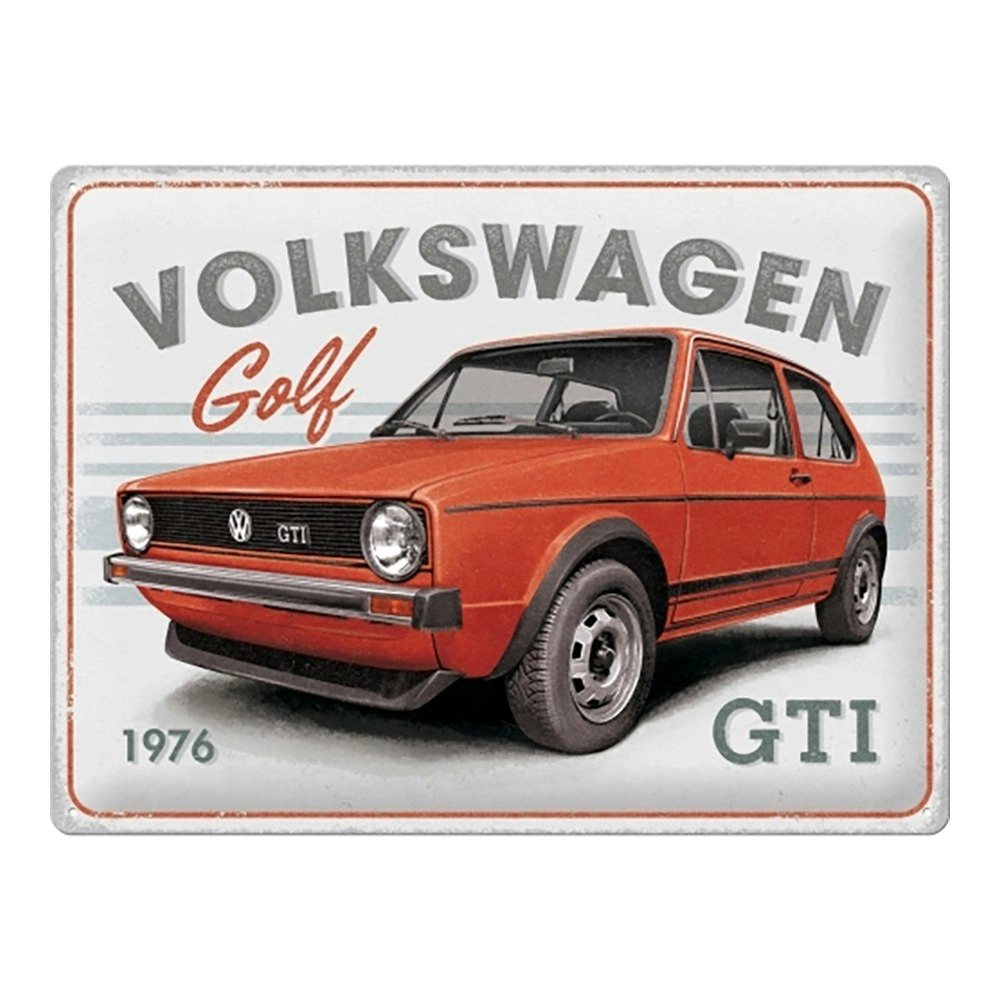 Nostalgic Art 30x40cm Large Metal Sign VW Golf GTI 1976 Home/Garage Display