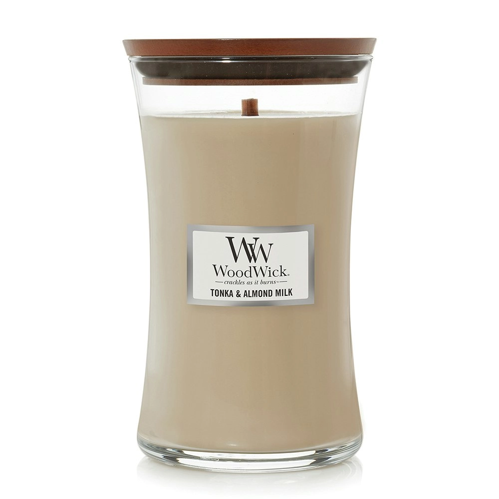 WoodWick 609g Scented Home Fragrance Soy Wax Candle Tonka & Almond Milk Large