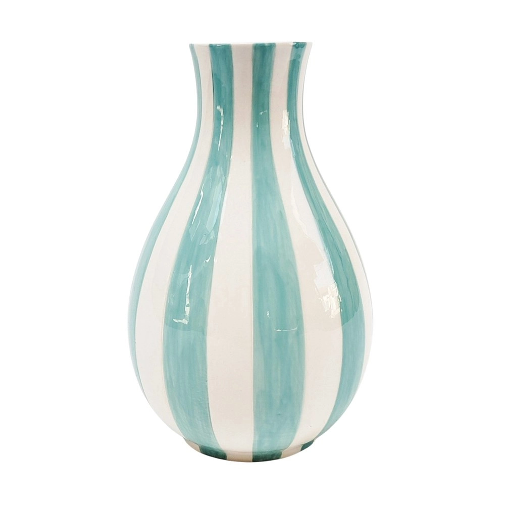 Urban Products Home Shelf Decor Decorative Striped Flower Vase Blue 18cm