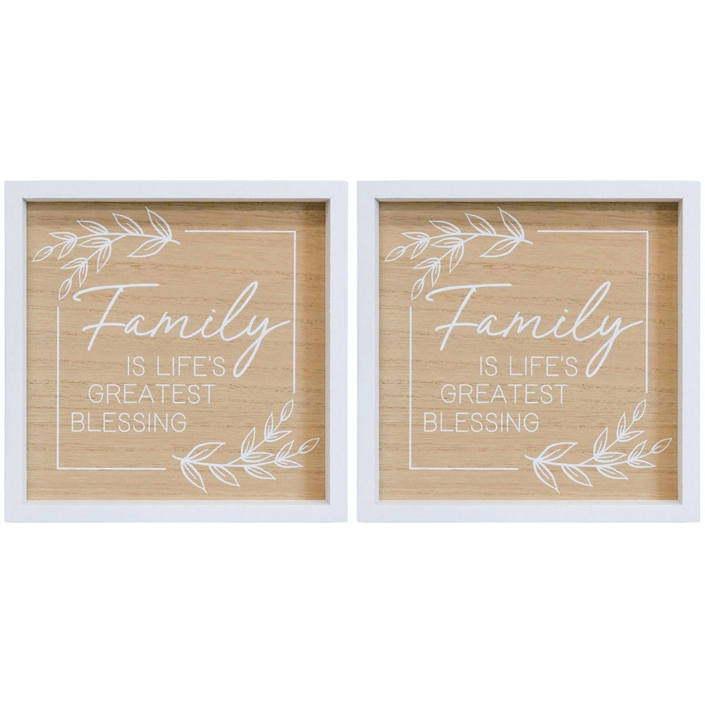 2x LVD 24cm MDF Family Blessing Sign Wall Hanging Home Decor Shelf Display