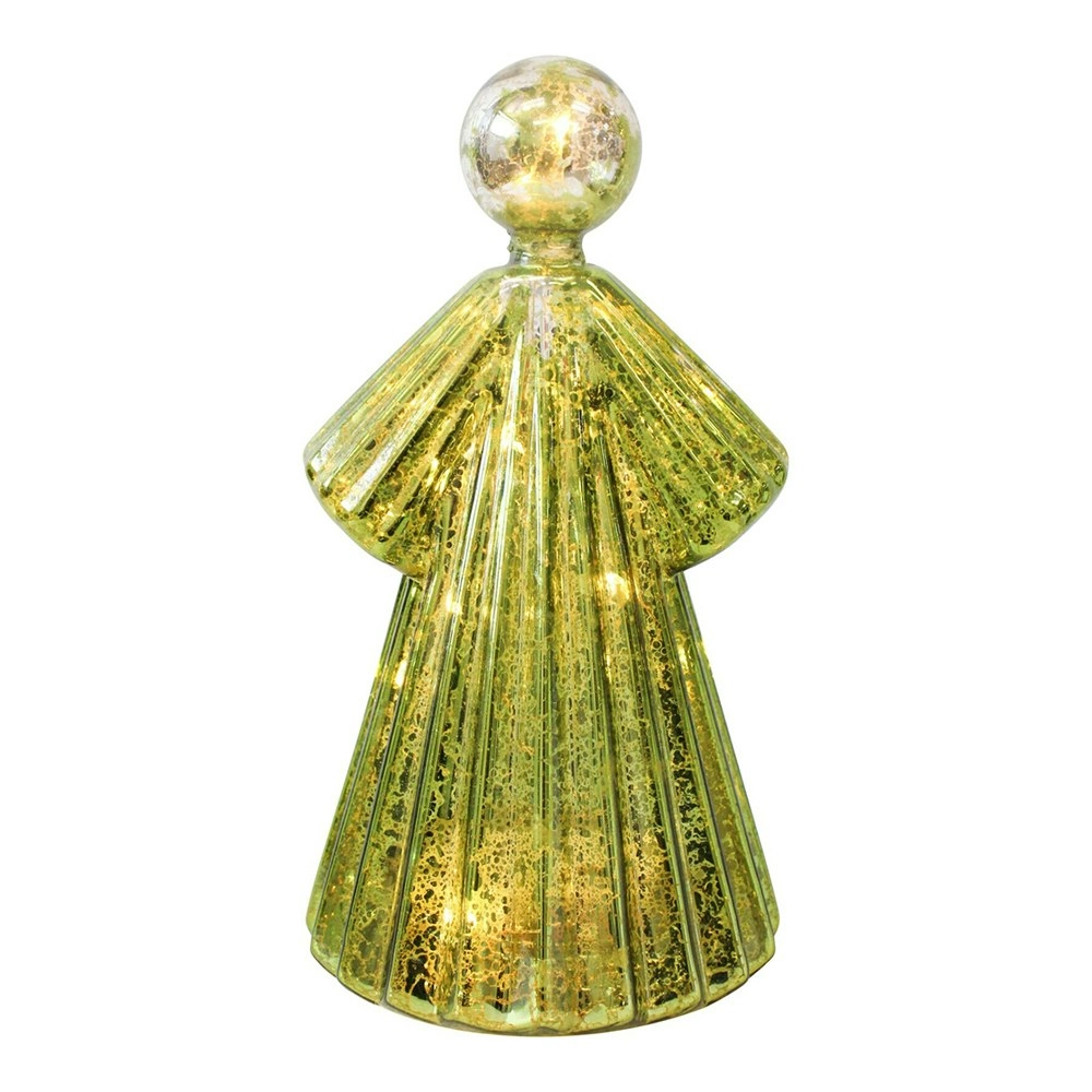 Glass 18.5cm Angel LED Candle Light Tabletop Display Home Room Desk Decor Moss