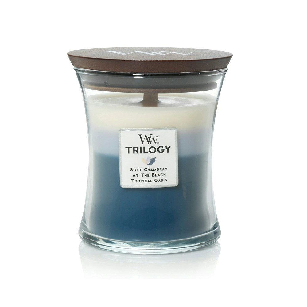 WoodWick 274g Scented Fragrance Soy Wax Candle Beachfront Cottage Trilogy Medium