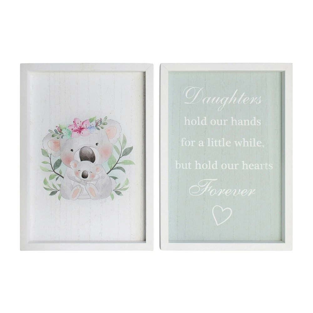 2pc MDF 28cm Daughters Forever Sign Kids Bedroom Decor Plaque Set Green/White