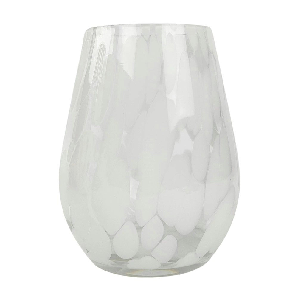 Urban Tommy Speckle 17cm Glass Flower Vase Home Decorative Display Medium White