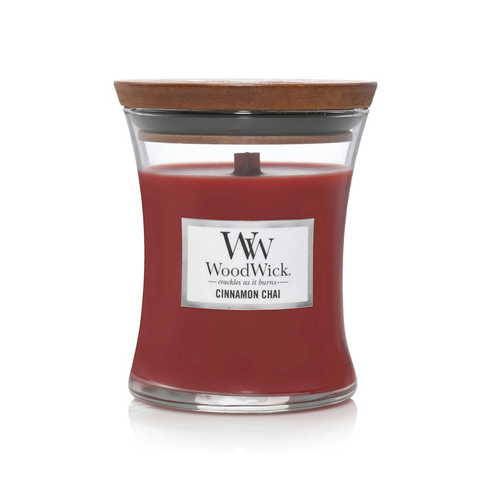 WoodWick 274g Scented Home Fragrance Soy Wax Candle Cinnamon Chai Medium Red