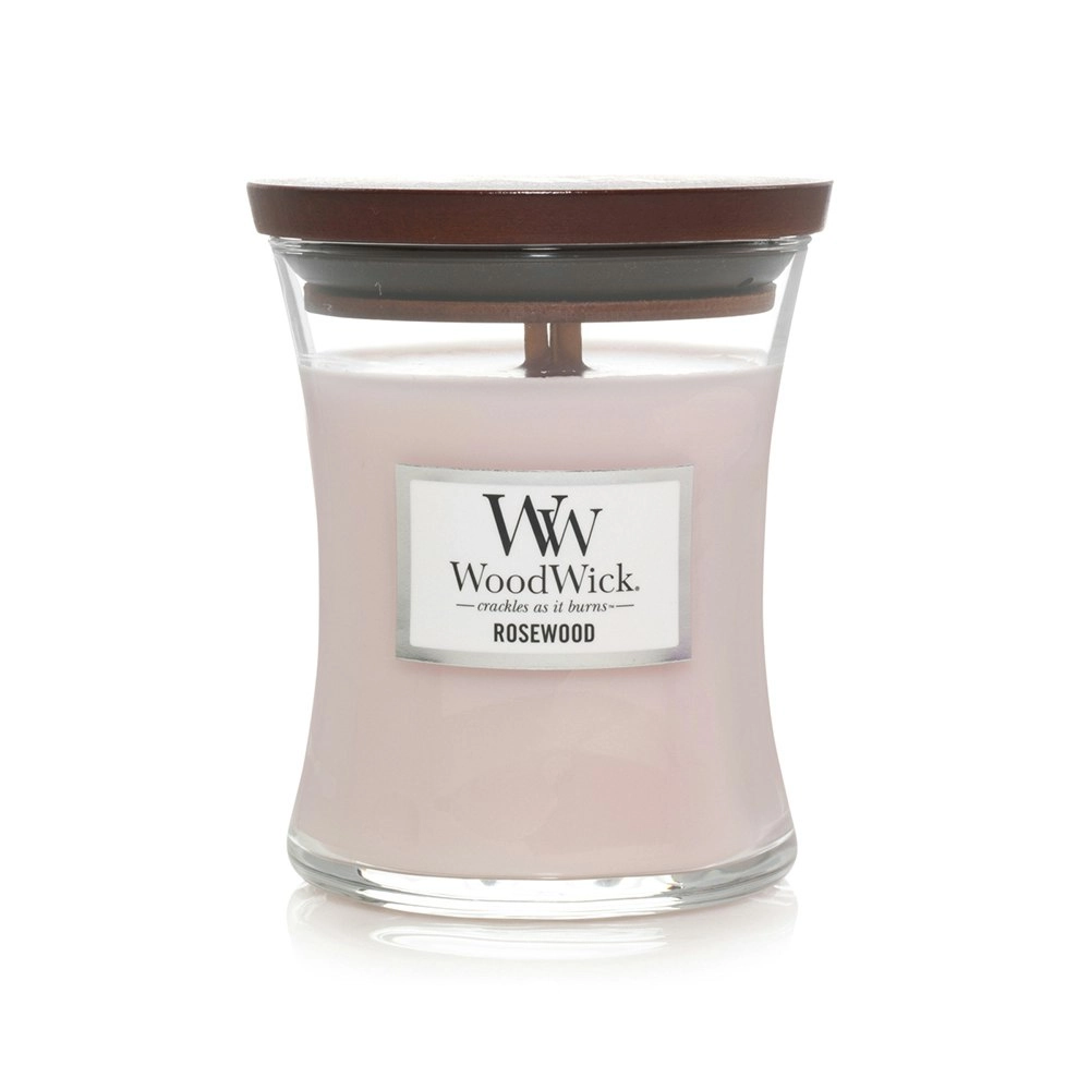 WoodWick 274g Scented Home Fragrance Soy Wax Candle w/ Lid Rosewood Medium Pink