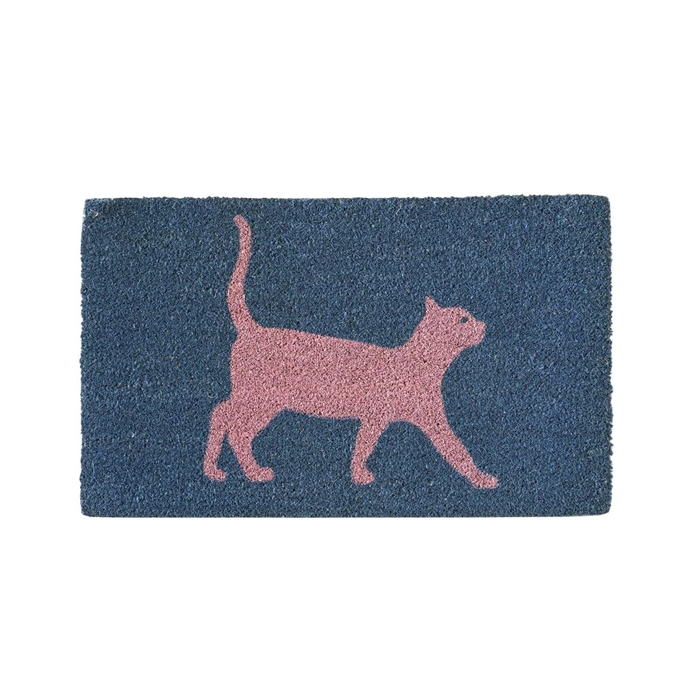 Rayell 75x45cm Coir Doormat Cat Strut Home Decor Floor Area Rug/Carpet Blue