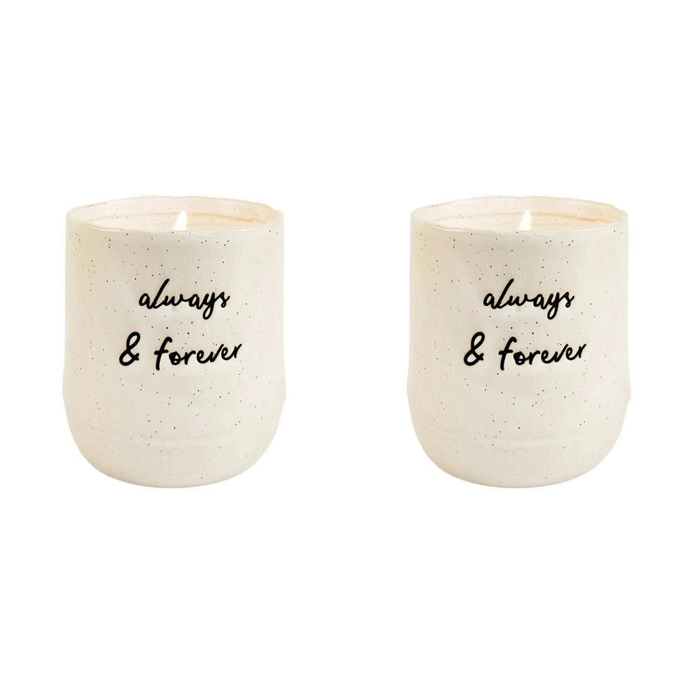 2x Urban Positivity Quote 9cm Scented Vanilla Wax Candle Always & Forever White