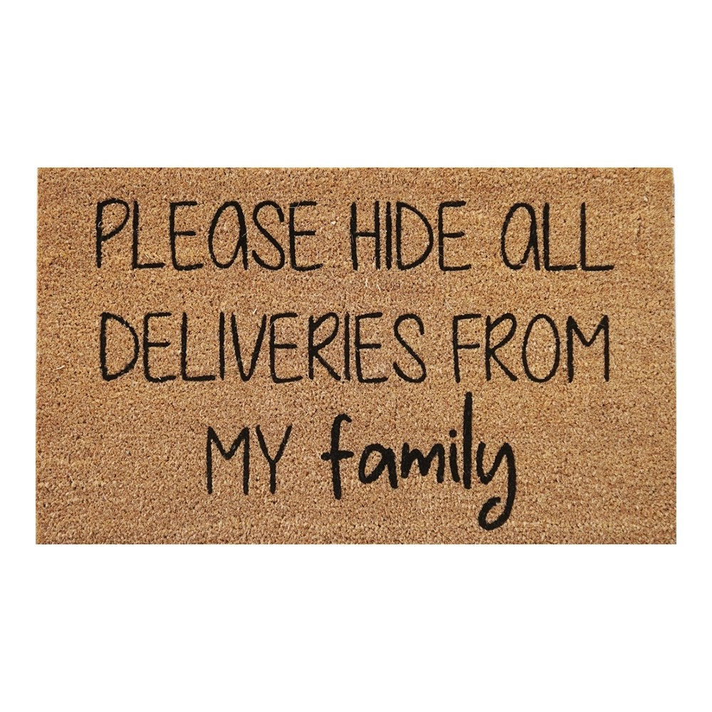 Urban 45x75cm Please Hide All Deliveries From My Family Doormat Home Rug Brown