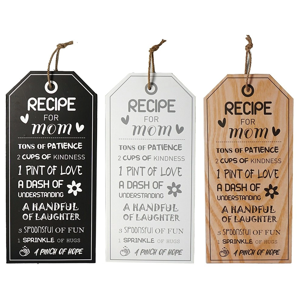 3x Unigift Recipe For Mom Plaque 25x55cm Assorted Home/Lounge Decor Wall Art