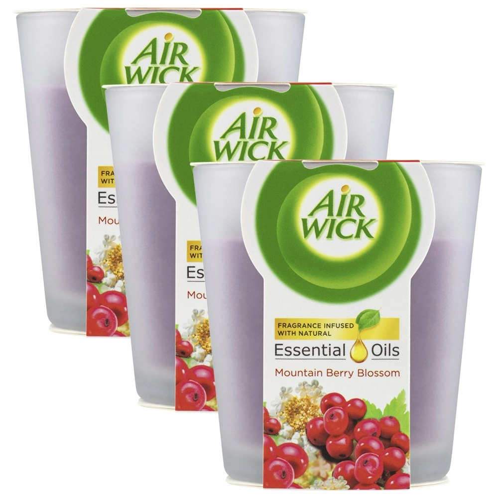 3PK Air Wick Essential Oils Candle Scented Home Decor Fragrance Mountain Berry