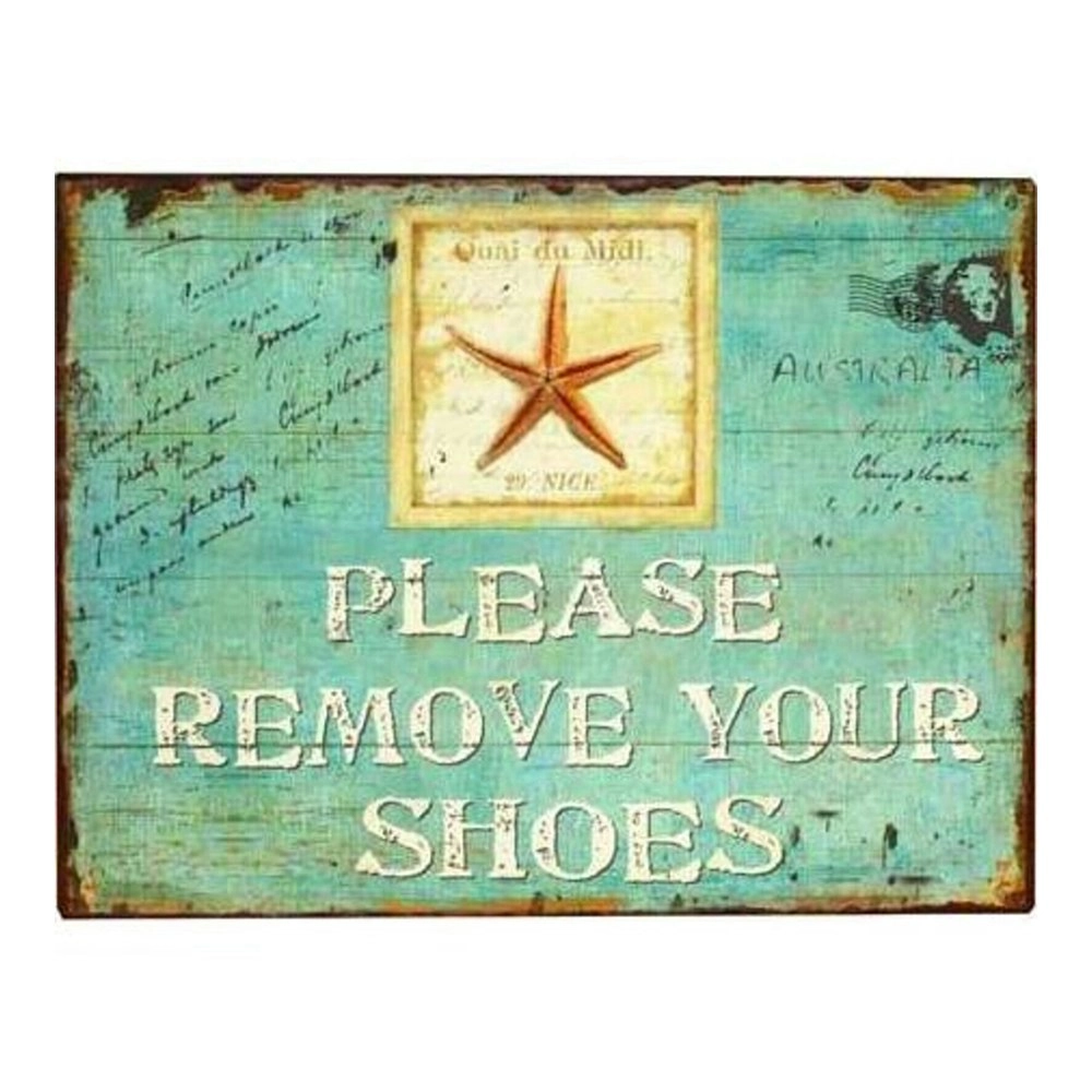 Remove Shoes Metal 25cm Sign Board Home/Room Decorative Hanging Signage Display