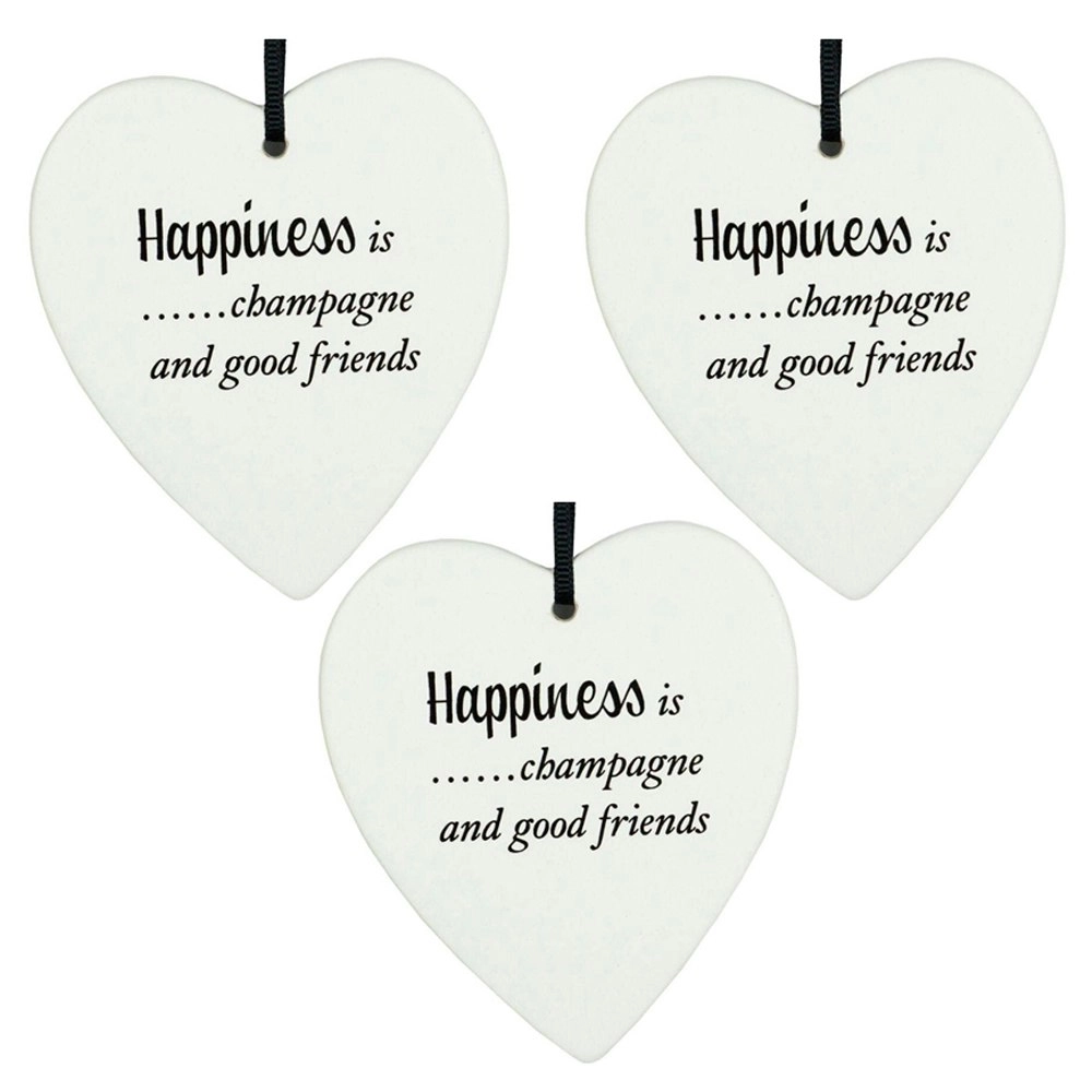 3x Ceramic Hanging 8x9cm Heart Cham/Friend w/Hanger Ornament Home Room Decor