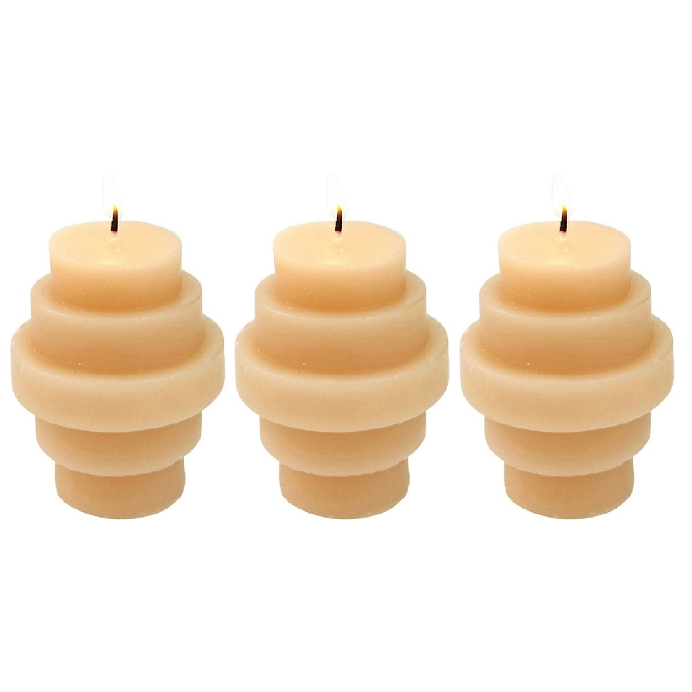 3x Urban Stacked 6cm Vanilla Scented Candle Home Fragrance Tabletop Decor Honey