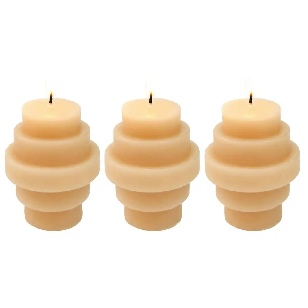 3x Urban Stacked 6cm Vanilla Scented Candle Home Fragrance Tabletop Decor Honey