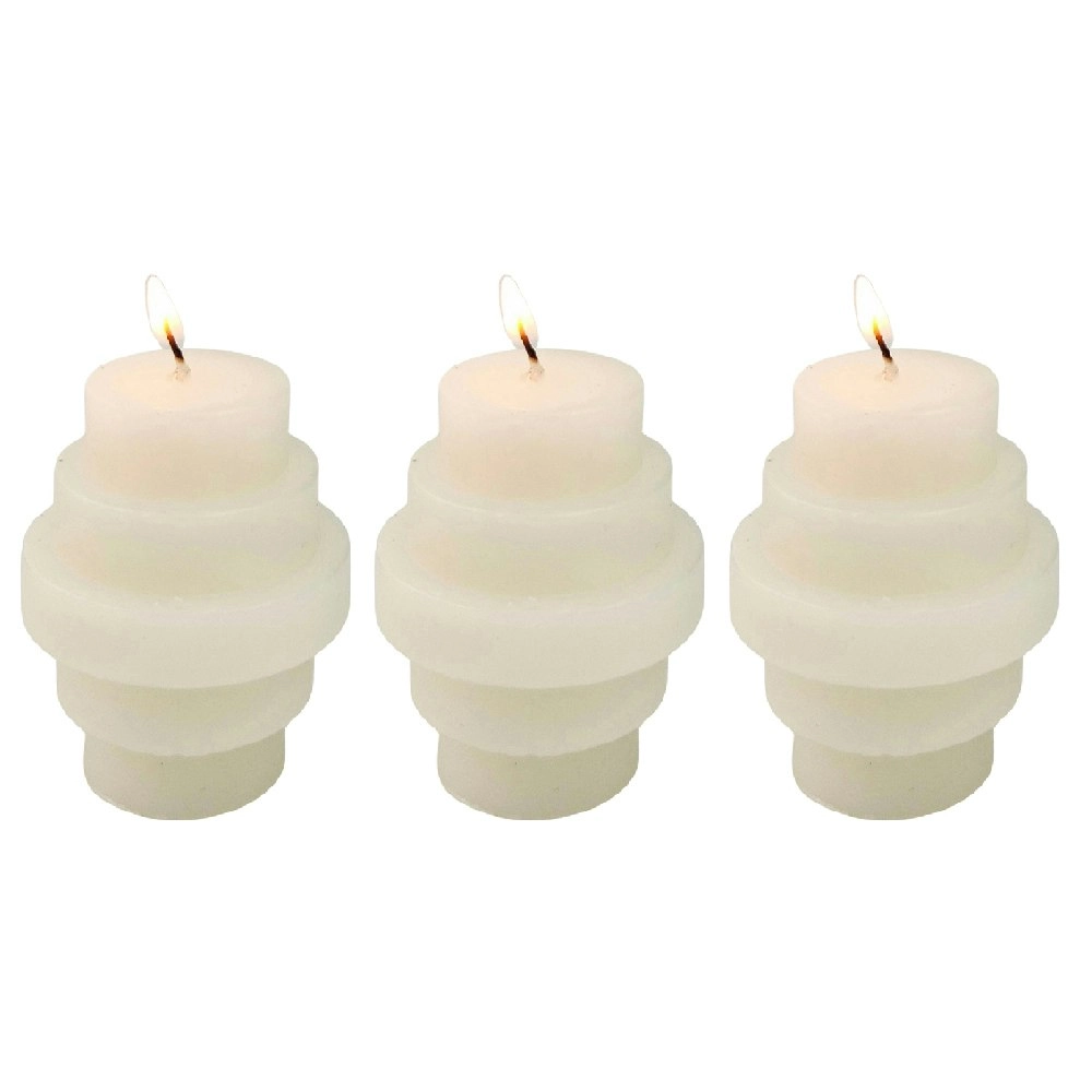 3x Urban Stacked 6cm Vanilla Scented Candle Home Fragrance Tabletop Decor Cream