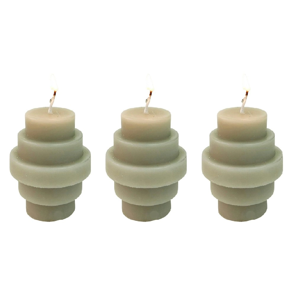 3x Urban Stacked 6cm Vanilla Scented Candle Home Fragrance Tabletop Decor Smoke