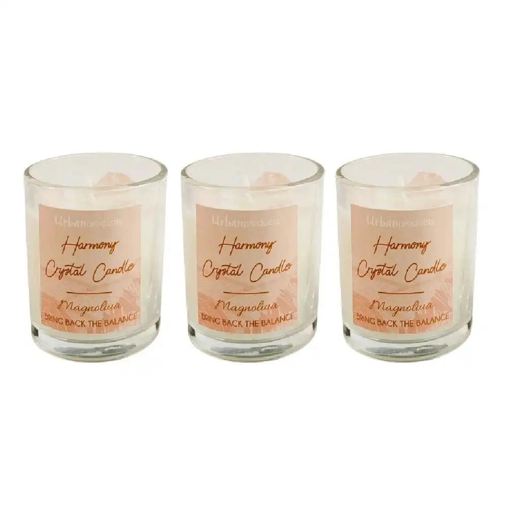 3x Urban Harmony 7cm Crystal Candle Glass Soy Blend Wax Rose Quartz & Amethyst