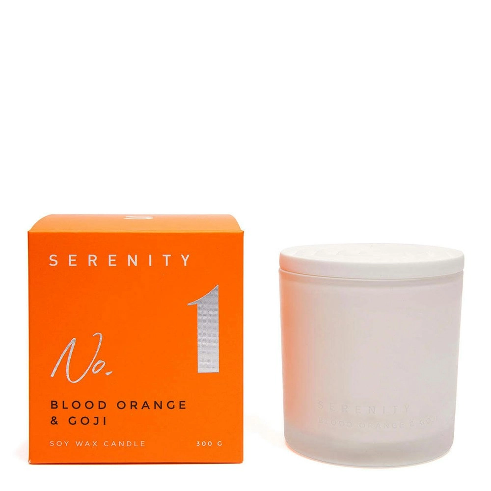 Serenity Numbered Core 300g Scented Soy Wax Candle Fragrance Blood Orange & Goji