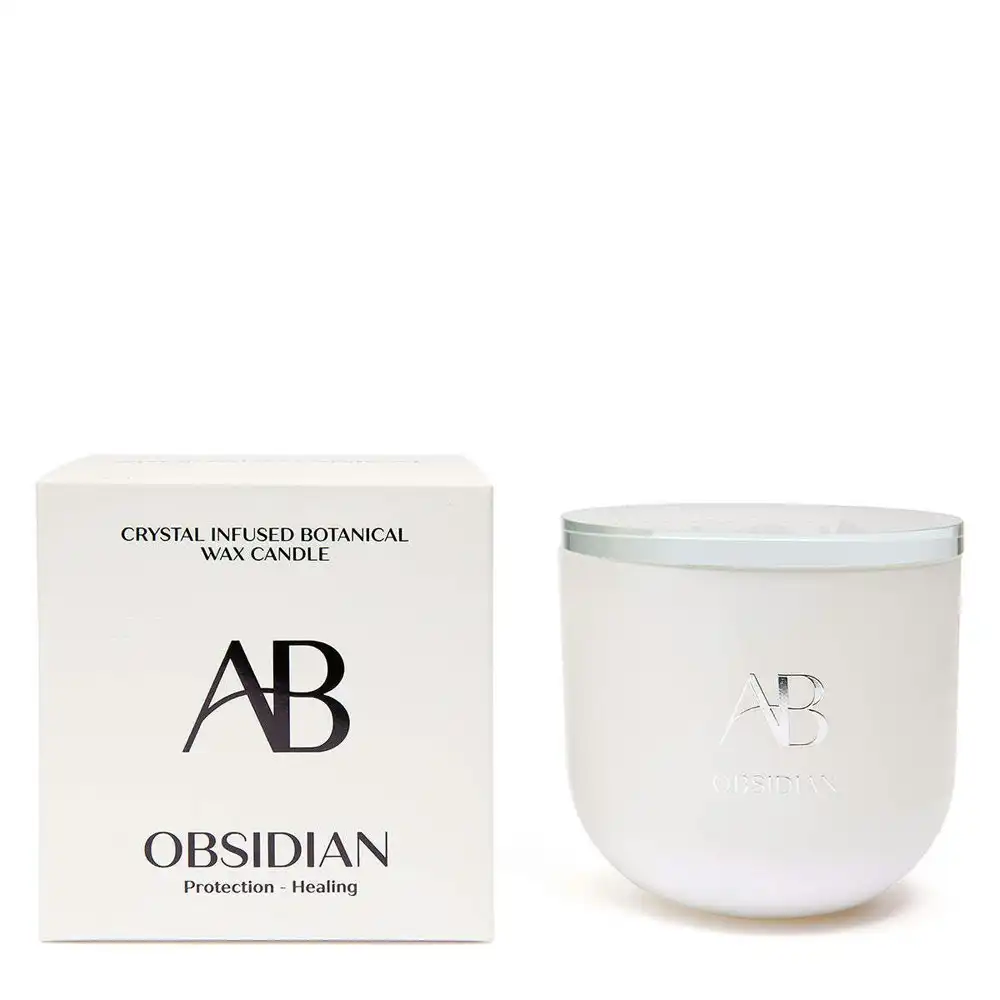 Aromabotanical Obsidian Crystal Infused 340g Scented Wax Candle Home Fragrance