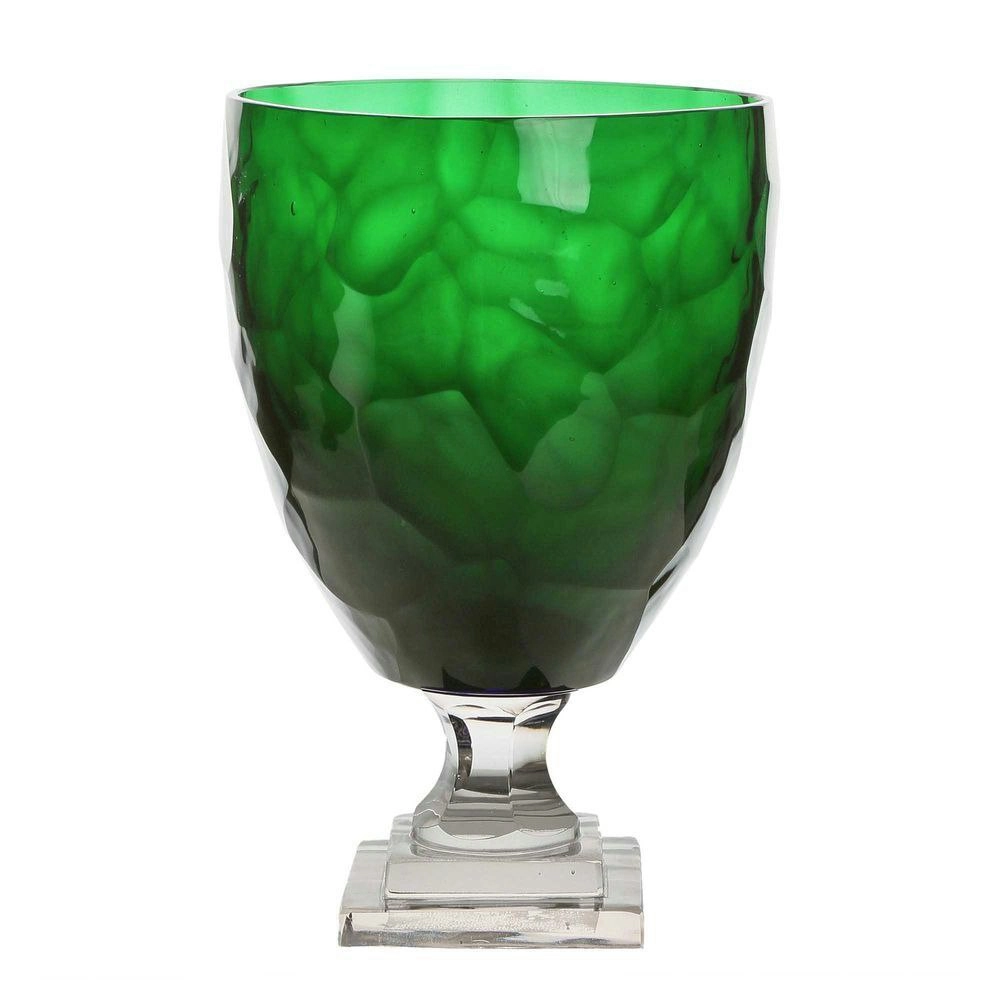 Belle Emeryl Glass Urn Flower Vase Large 31.5cm Plant Holder Tabletop Decor GRN