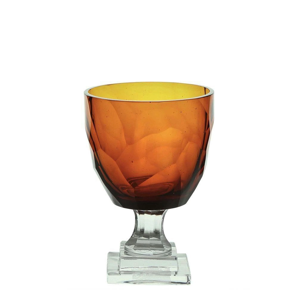 Belle Slyce Amber Glass Urn Flower Vase Small 17cm Plant Holder Decor Orange