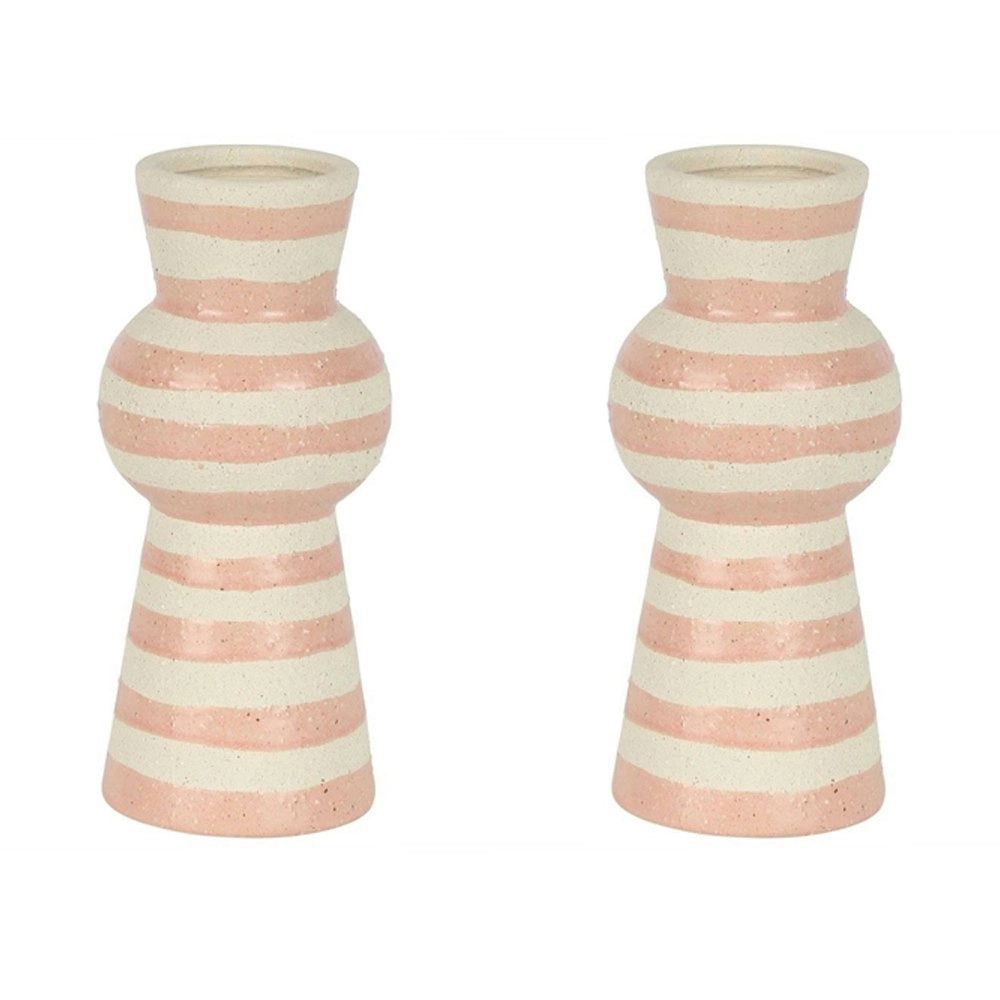 2x Belle Solana Ceramic Flower Vase Small 20cm Plant Holder Accent Light Pink