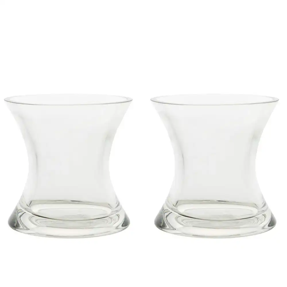 2x Belle Sali Glass Flower Vase Round 14cm Plant Holder Tabletop Decor Clear