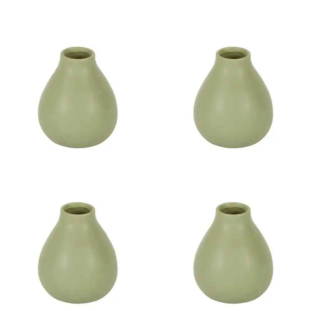 4x Belle Freyja Bud Stoneware Flower Vase Sml 13cm Plant Holder Accent Green