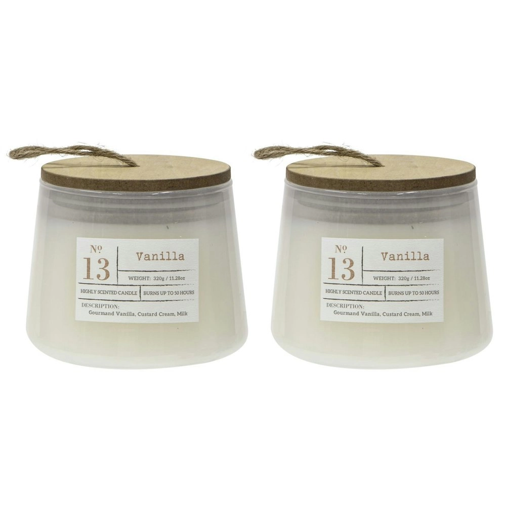 2x Amalfi Vanilla Scented Palm Wax Candle Jar 50 hour Burn Time Party/Home Decor