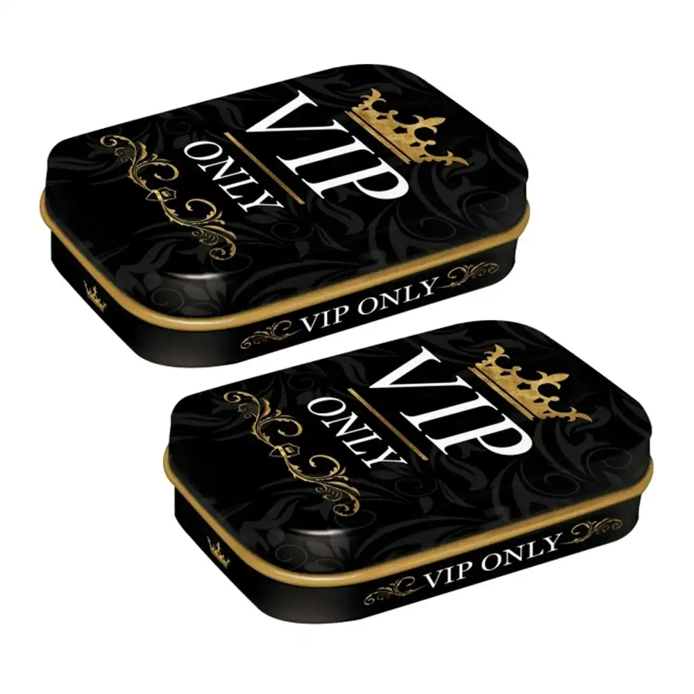 2x Nostalgic Art 6cm Mint Tin Box VIP Only Fresh Breath Hard Candy Mints Black