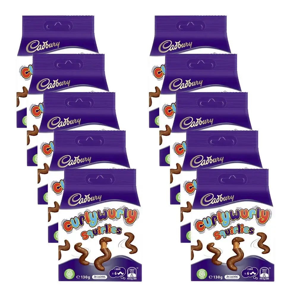 10pc Cadbury 130g Curly Wurly Squirlies Bite Sized Caramel & Milk Chocolates