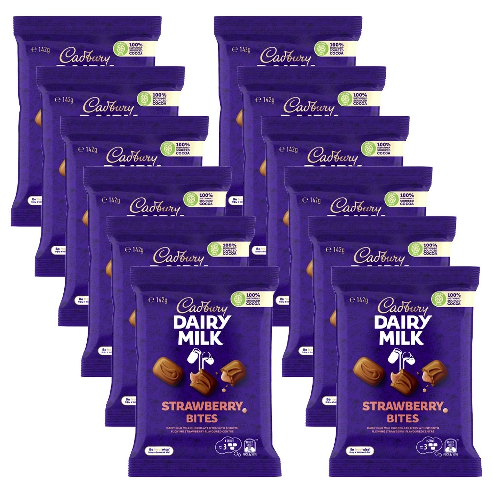 12pc Cadbury Dairy Milk Strawberry Bites 142g Chocolate Confectionery Candy