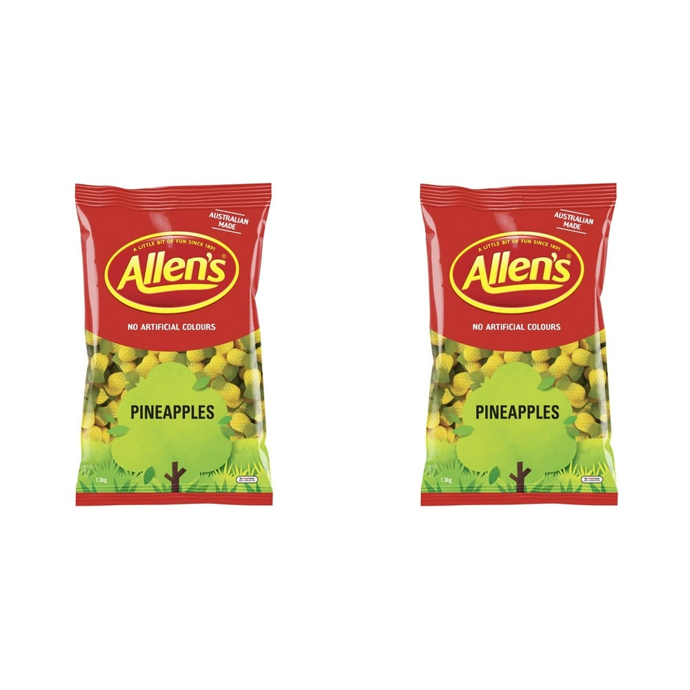 2x Allens Pineapples Large Soft Chew Confectionery Lolly/Candy Bag Sweets 1.3kg