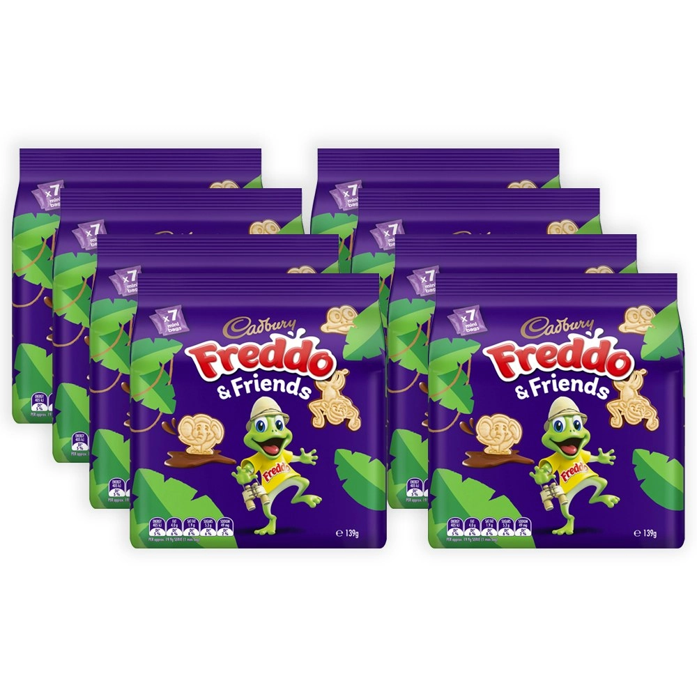 8pc Cadbury Freddo & Friends Chocolate Dipped Biscuits Bagged Treat Snack 139g